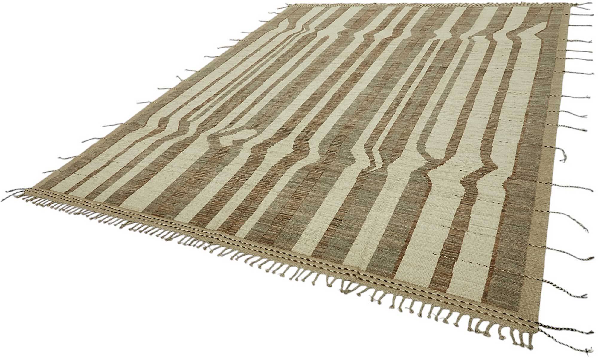 Handwoven Turkish Rustic 285 cm x 369 cm Beige Wool Carpet