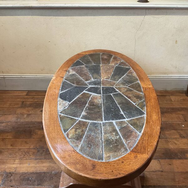 Table basse en chêne dessus pierre