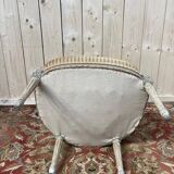 Fauteuil - Bergère de style Louis XVI réchampie velours beige