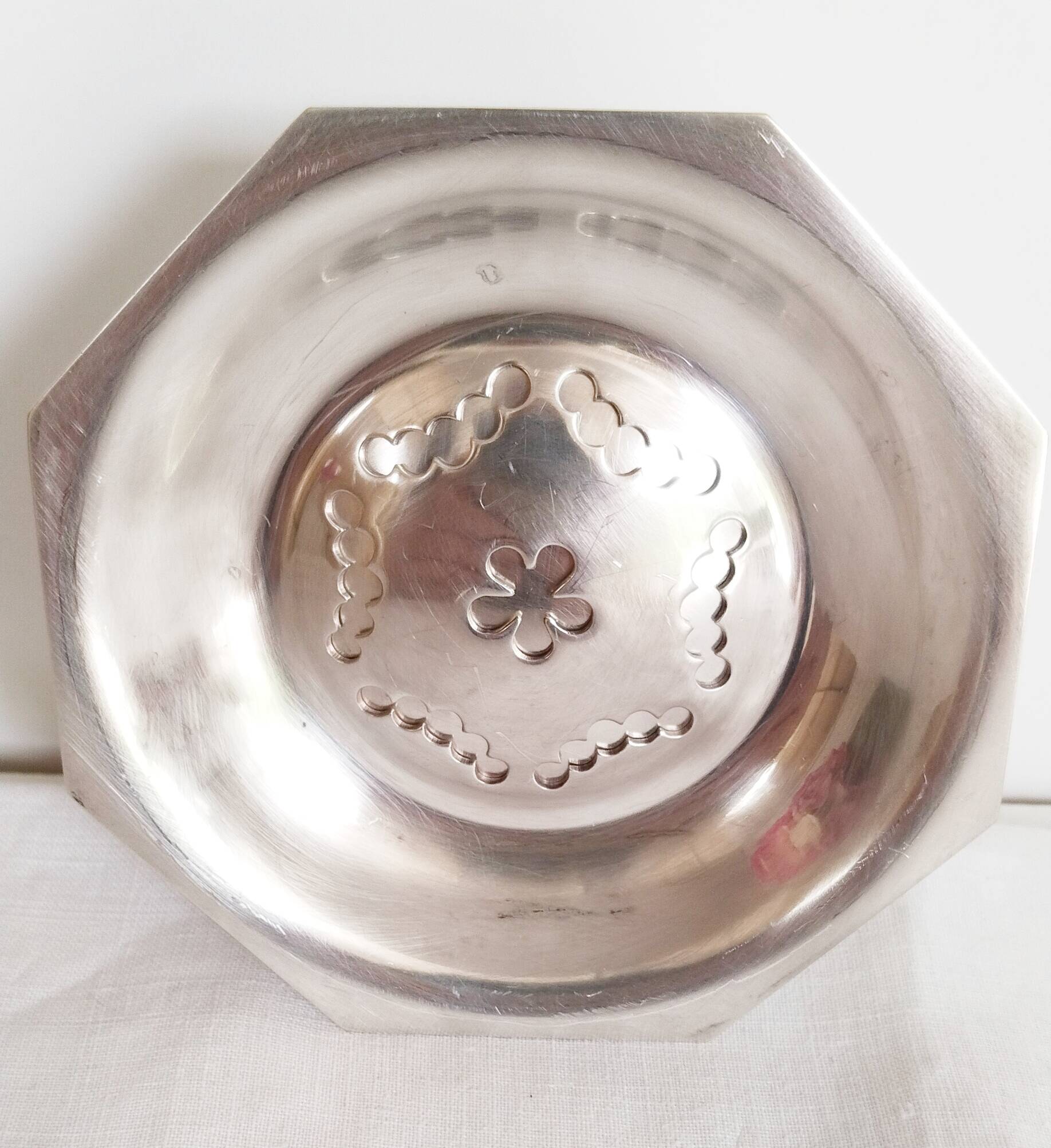 Antique Coquillor Junior butter dish in silver metal
