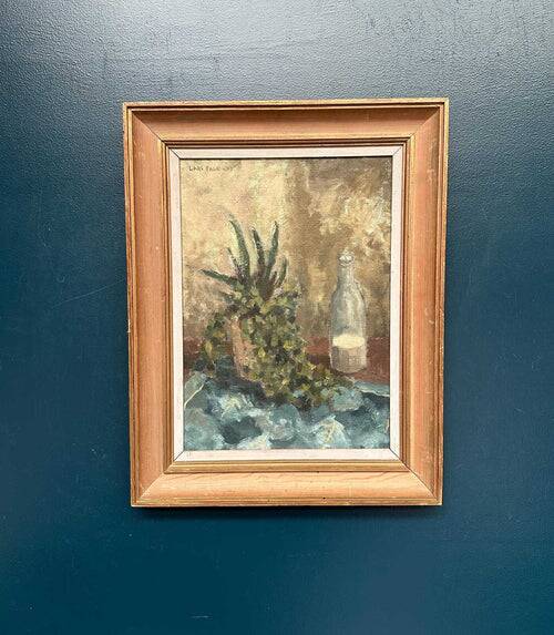 Original Swedish Oil on Panel – “Still Life with Glass Bottle” by Lars Falk
