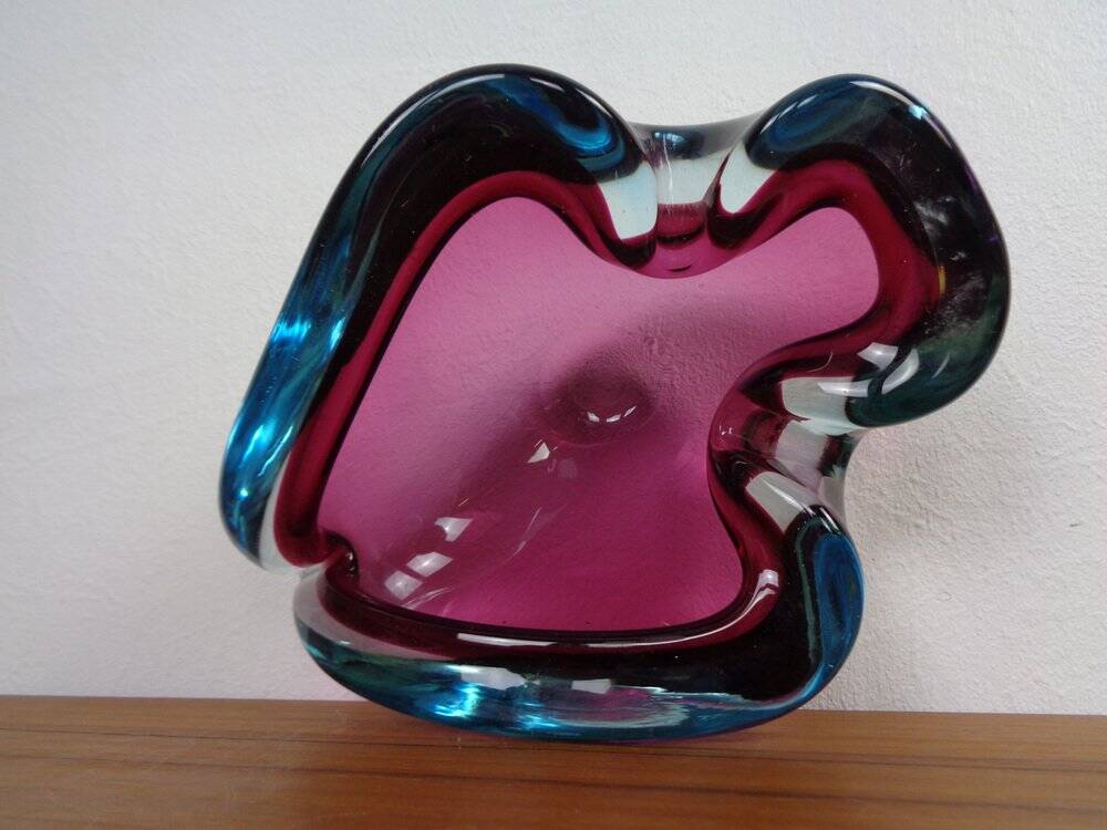 Large Sommerso Murano Glass Ashtray by Flavio Poli, Italy, 1960s