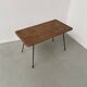 Table basse osier tressé et métal 1960