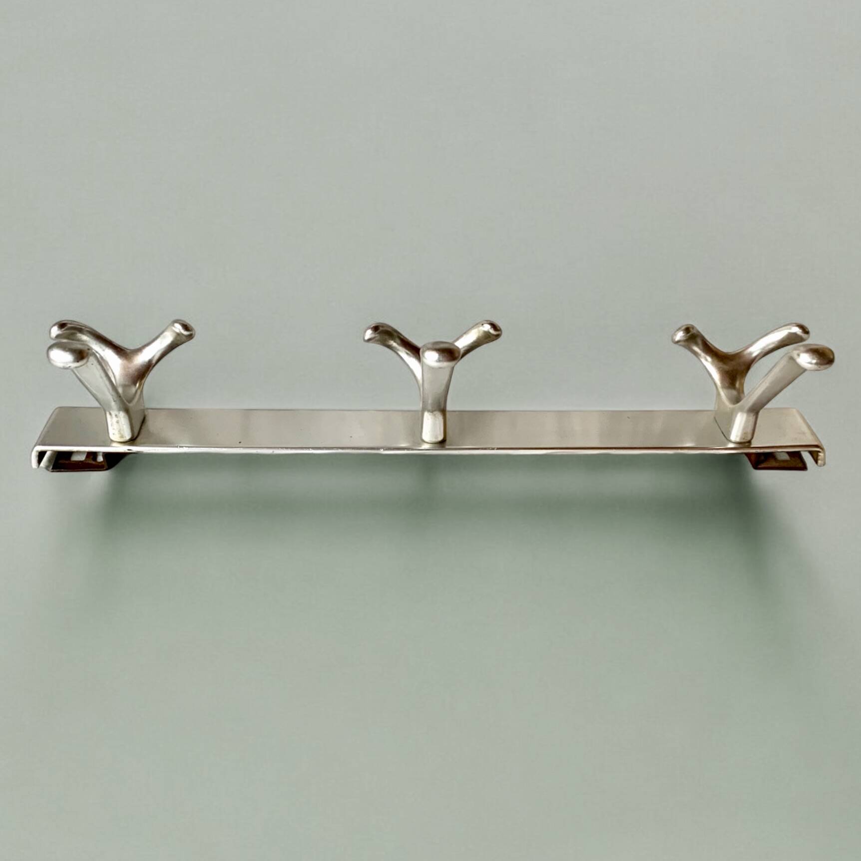 Vintage aluminum coat rack with three hooks