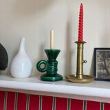 Vallauris candle holder in green ceramic
