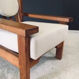 Brutalist Square Oak Lounge Chair, Belgium, 1950s