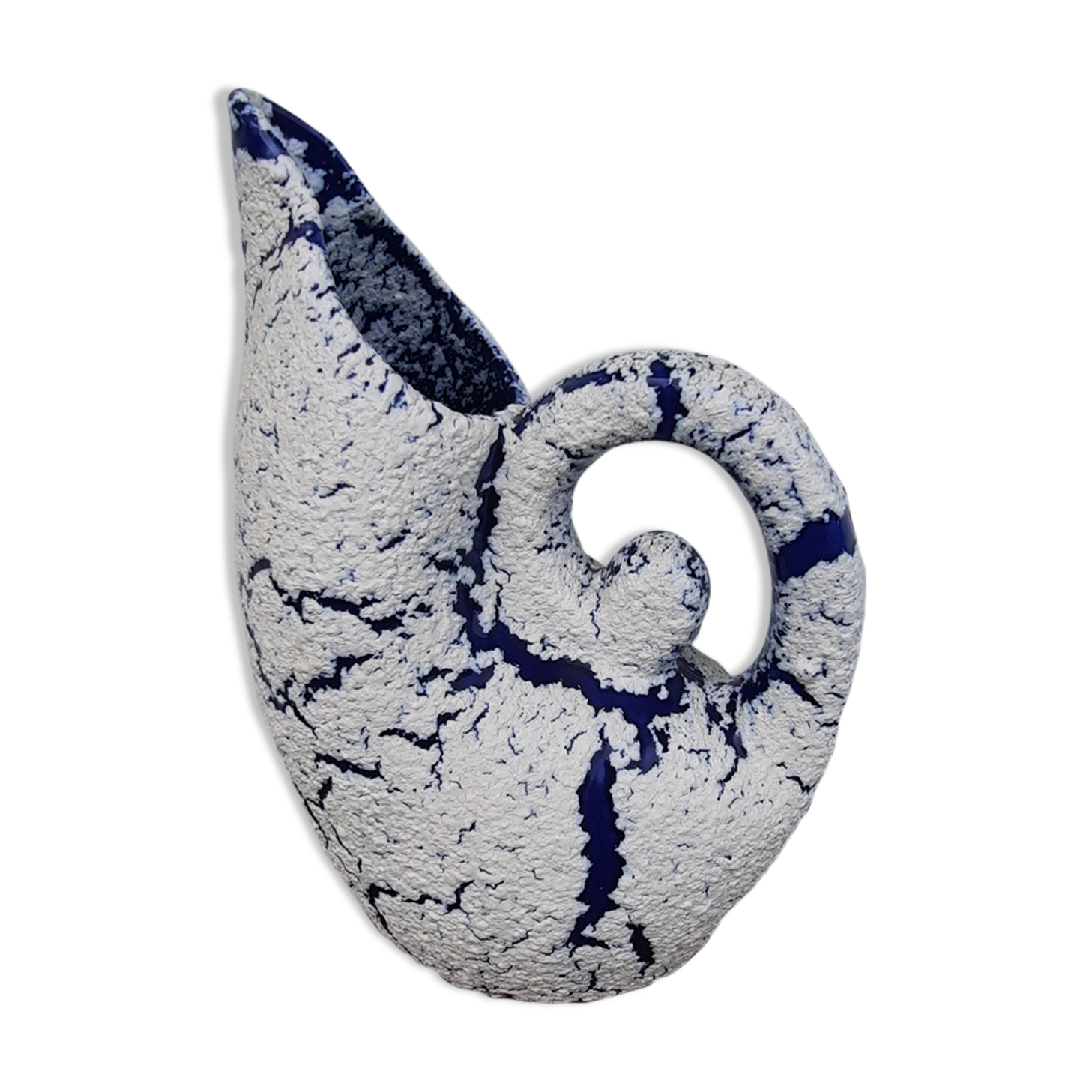 Blue and white ceramic pitcher