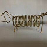 Dachshund dog desk letter holder in gold metal 1970