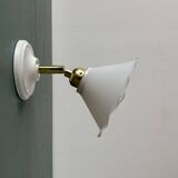 Vintage wall lamp with white opaline glass shade