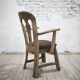 Dutch brutalist solid oak armchair with reupholstered leather seat, 1970s