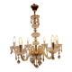 Lustre italien à 6 branches en or et cristal