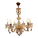 Lustre italien à 6 branches en or et cristal