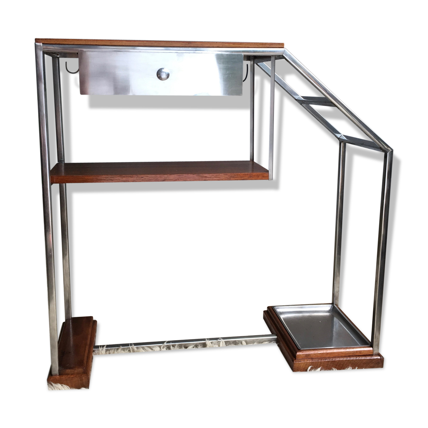 Vintage console in wood and stainless steel