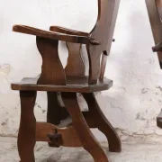 Story book brutalist wabi sabi oak fireplace lounge chairs