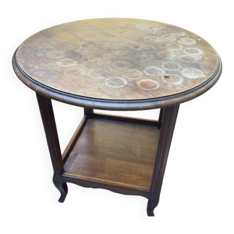 Table ronde basse vintage Chene