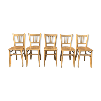 Set of 5 chairs bistro Luterma in light wood