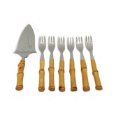 Set of 7 cutlery with bamboo sleeve dessert