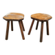 Tabourets à lait vintage avec peau de vache, années 1950, ensemble de 2