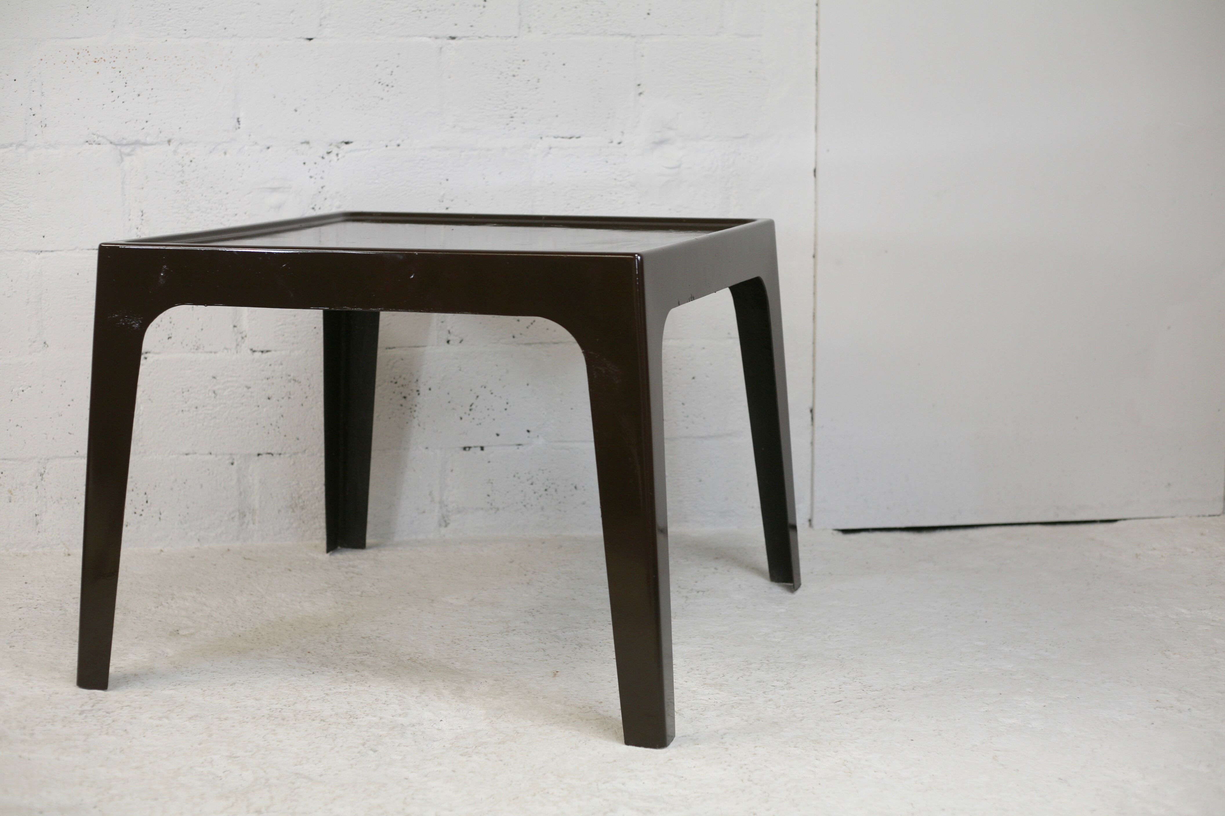 Fiberglass table, brown, France, circa 1970