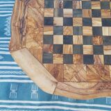 Table de jeu d'échecs, bois d'olivier rustique