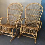 2 rattan rocking chairs
