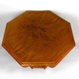 Octagonal Walnut Pedestal Table, Art Deco Modernist, France, c. 1930