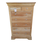 Louis Philippe chest of drawers with 7 drawers in raw wood