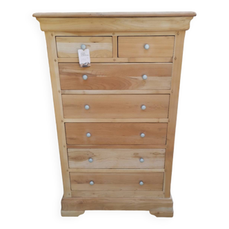 Louis Philippe chest of drawers with 7 drawers in raw wood