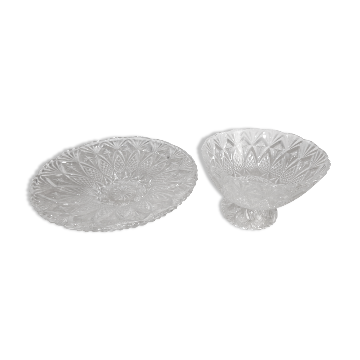 Cut glass dish and fruit cup