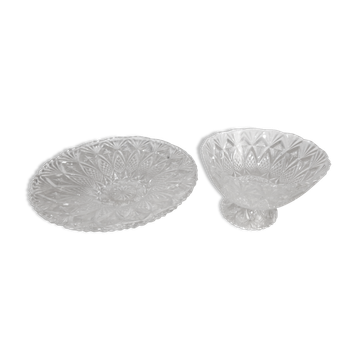 Cut glass dish and fruit cup