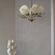 Ceiling lamp with five lights in mid-century modern style, opal glass shade, Itsu, Finland.