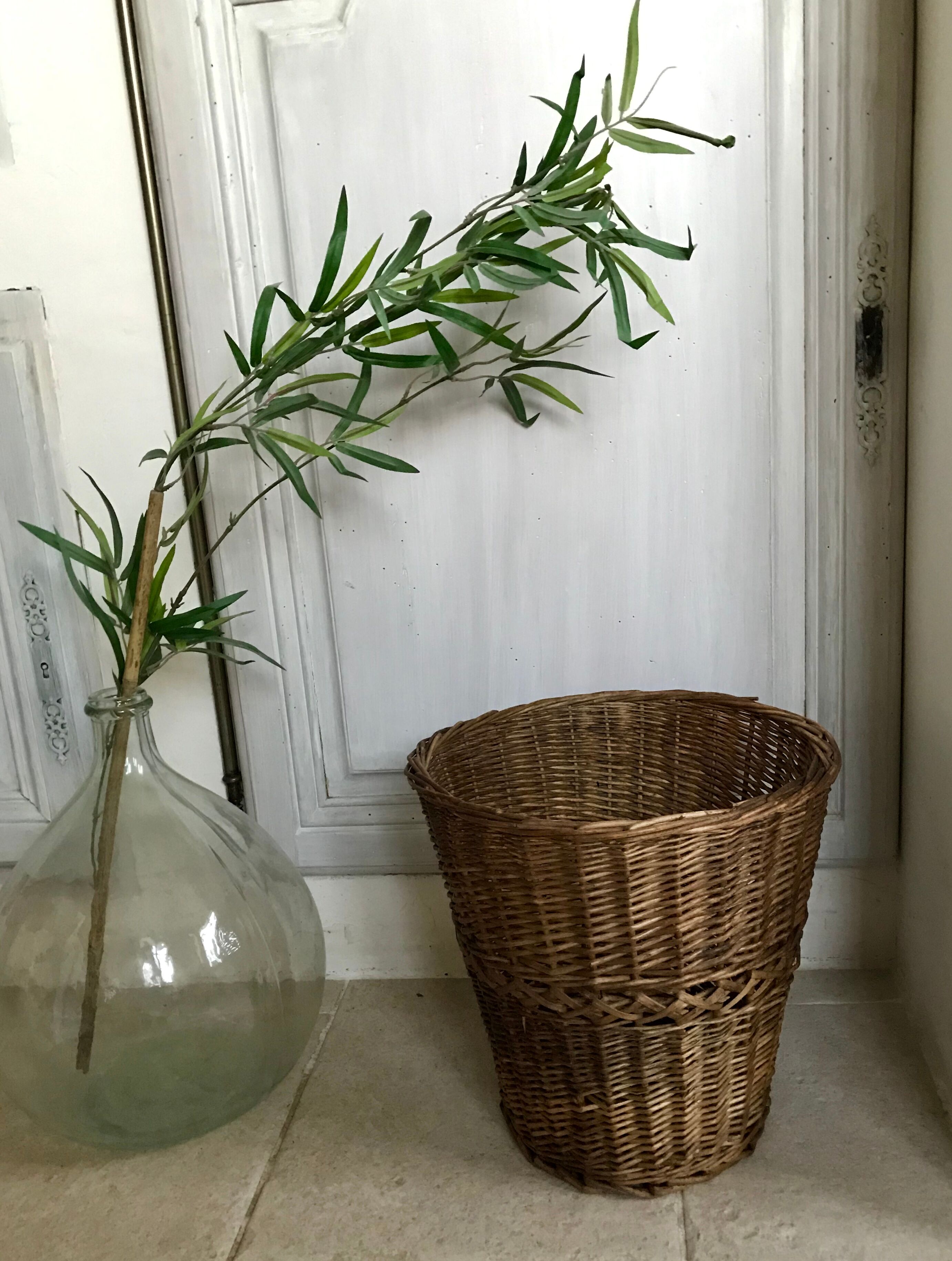 Wicker wastebasket