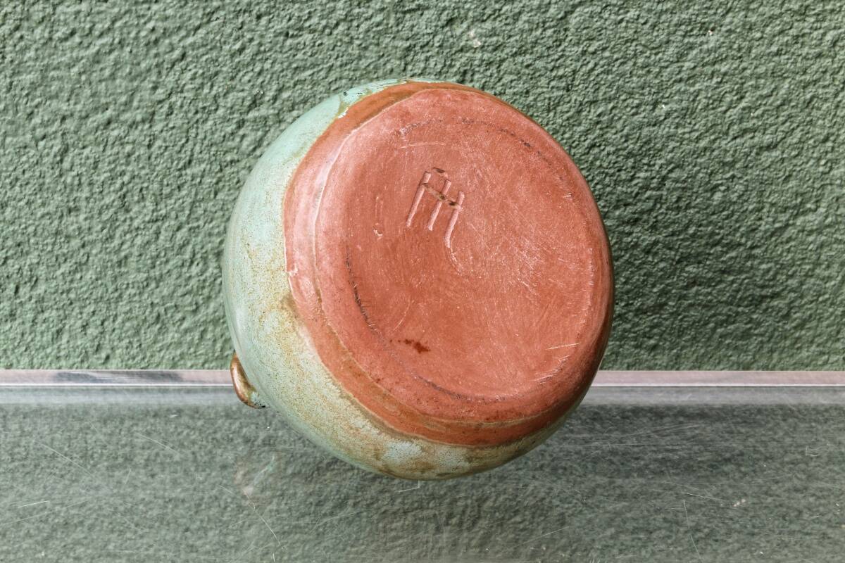 Glazed terracotta owl money box, signed.