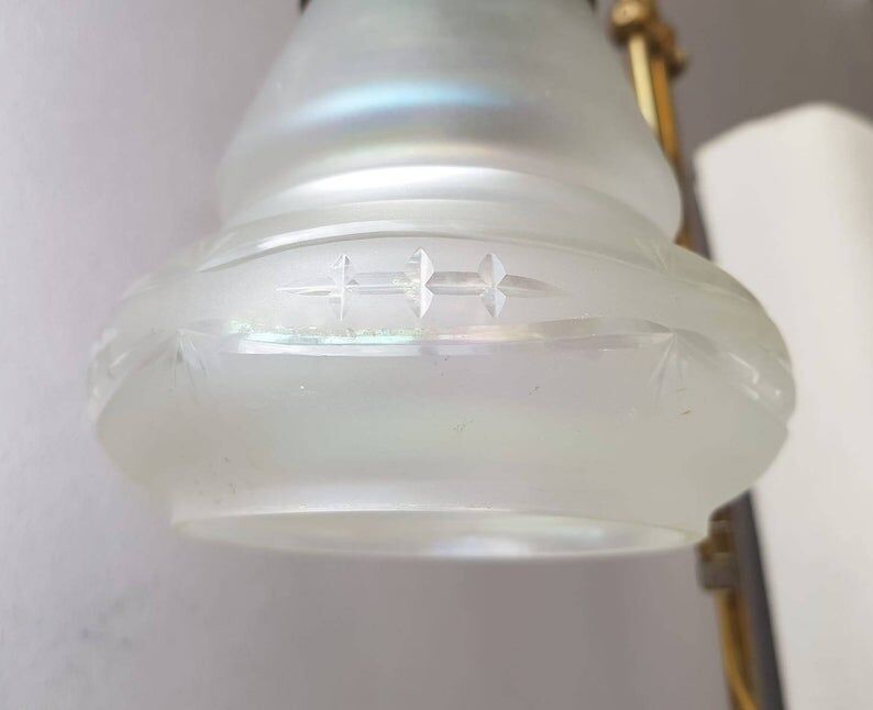 Golden table lamp with 1970 glass lampshade