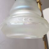 Lampe de table dorée avec abat-jour en verre 1970