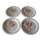 Set of 4 old flat plates with ear of wheat decor Atelier d'Art Lunéville