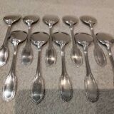 10 silver-plated metal ice scoops, silversmith Saglier Frères, gadroons