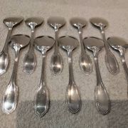 10 silver-plated metal ice scoops, silversmith Saglier Frères, gadroons