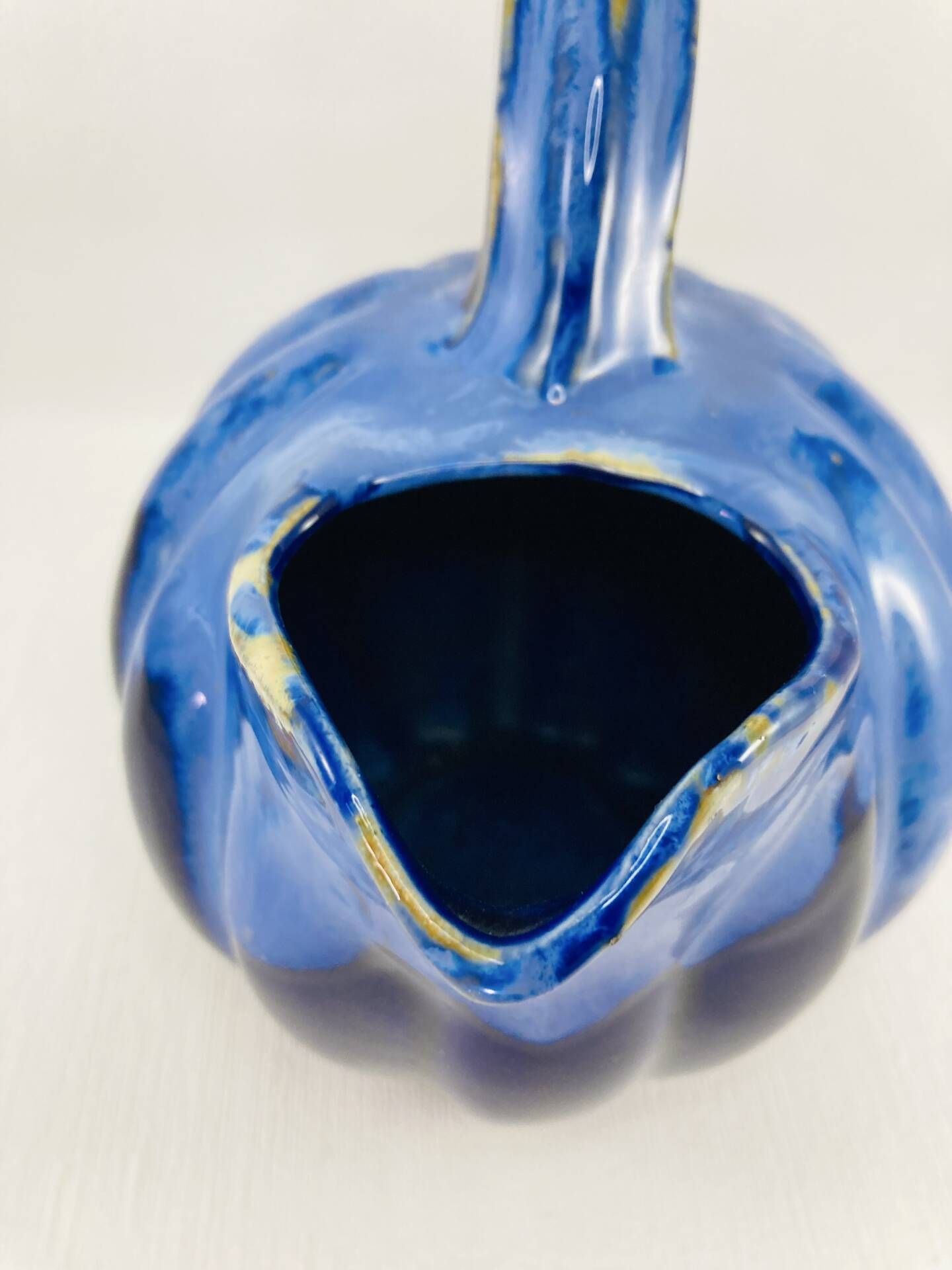Pichet melon 1,2l grès flammé bleu cobalt alpho 199 - saint-uze vintag