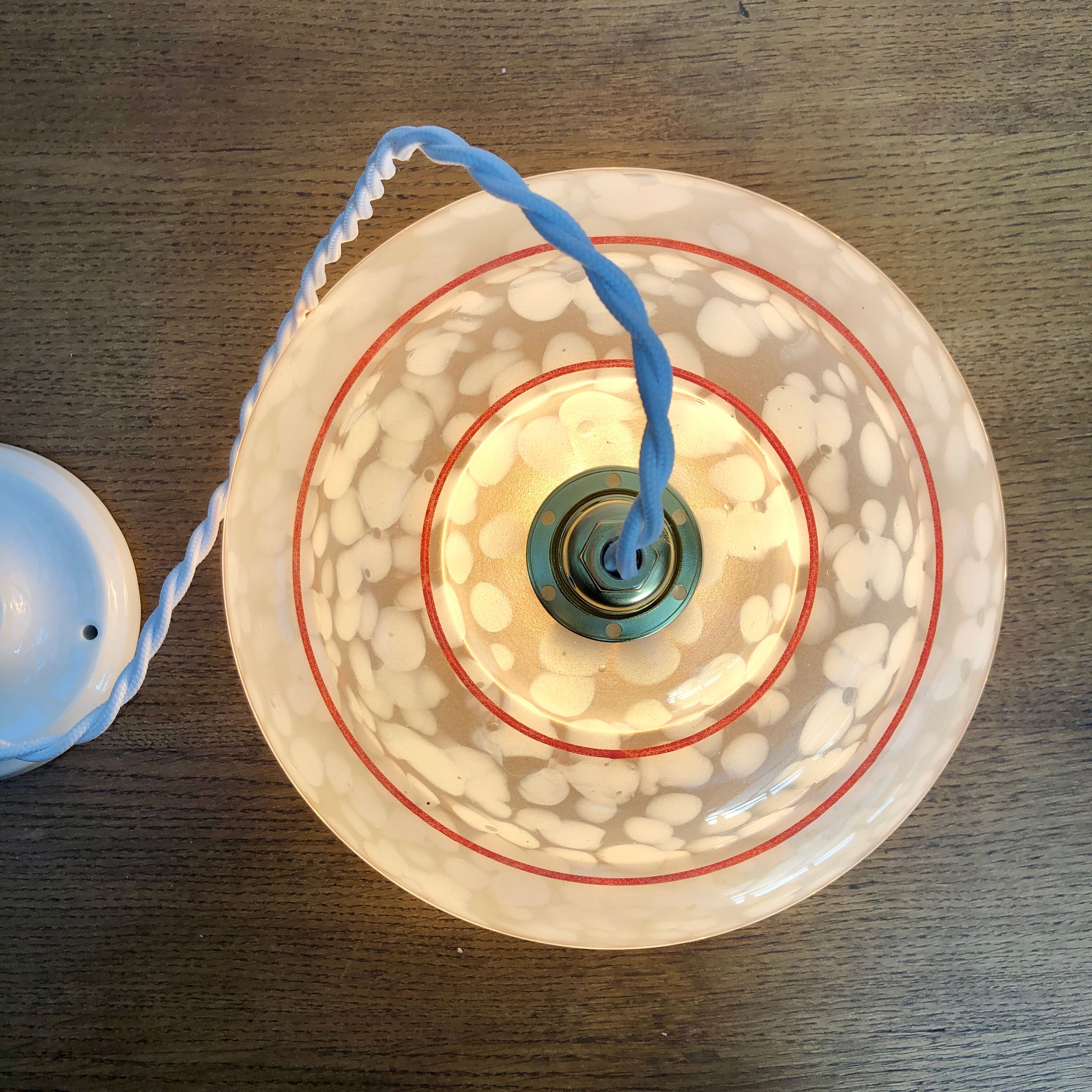 Vintage lampshade suspension and porcelain rosette