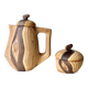 Vintage Grandjean Jourdan Vallauris faux wood coffee maker + sugar bowl