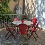 Set of 5 François Caruelle metal chairs