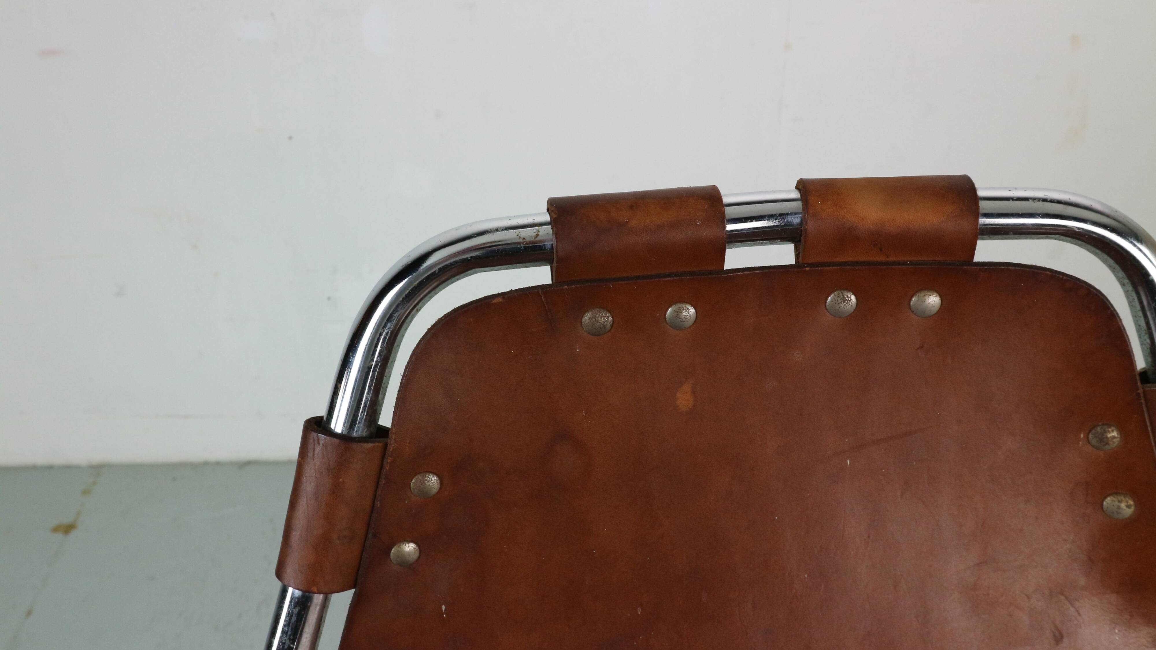 Dalvera "Les Arc" Original Leather Barstool, 1960