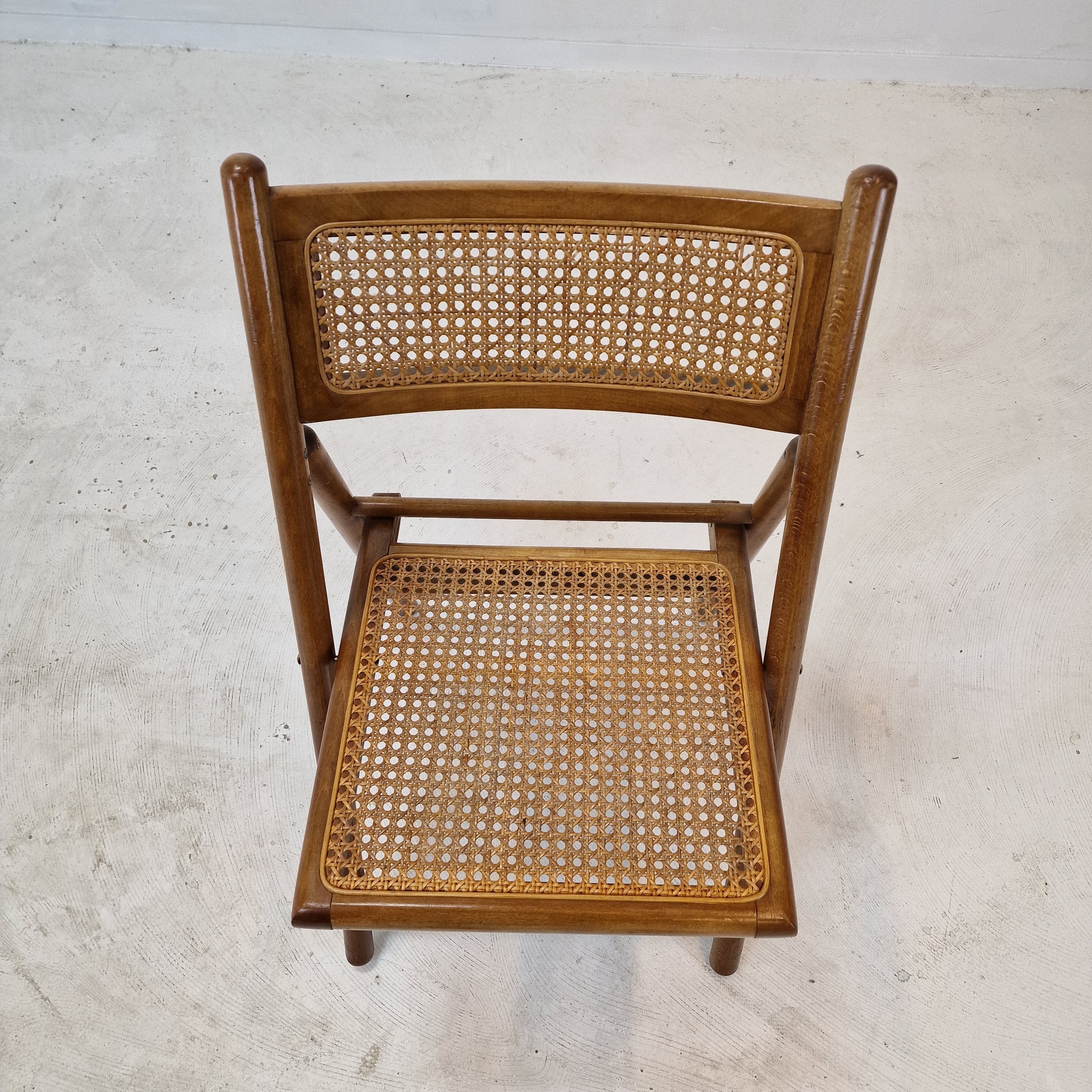 Ensemble de 2 chaises pliantes italiennes en osier, années 1980