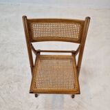 Set of 2 Italian Folding Chairs with Wicker, 1980's