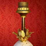 Vintage ostrich egg lamp travertine brass 1970s Maison Charles style