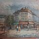 Huile sur toile "Scène de rue parisienne" signé Burnett