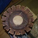 Vintage multi-faceted witch mirror in golden wood 1960 rare