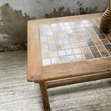 Set de deux tables bistrot en noyer et carrelage 1890