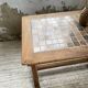 Set of two bistro tables in walnut and tiling from 1890.